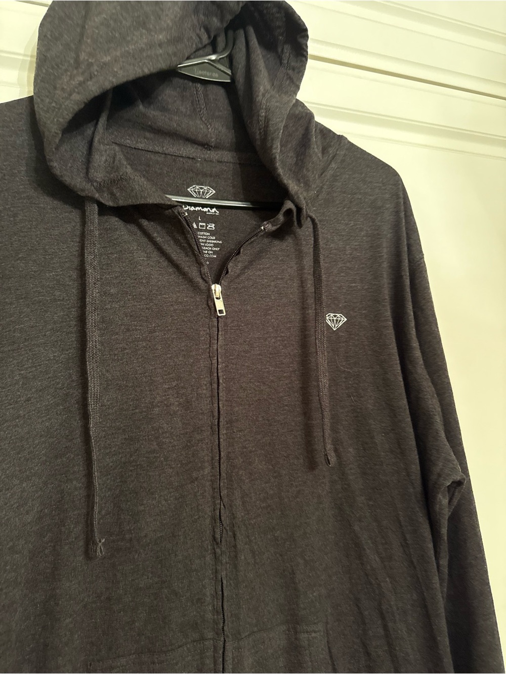 Diamond Supply Co. Men's Dark Charcoal Zip Hoodie lightweight